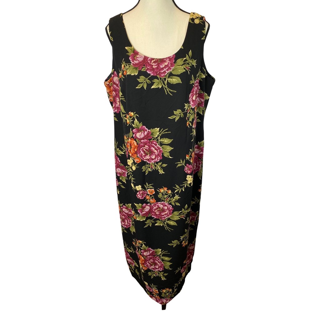 Vintage Olivia Rose Floral Maxi Dress Women 18 Sleeveless Sheath 90's Whimsigoth
